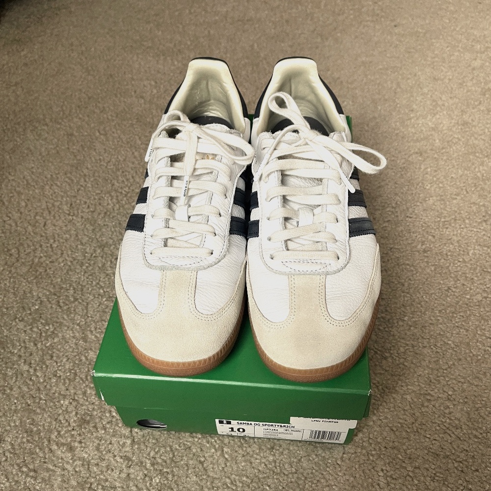 Adidas Samba OG Sporty & Rich, Size 10, "White Legend Ink"
